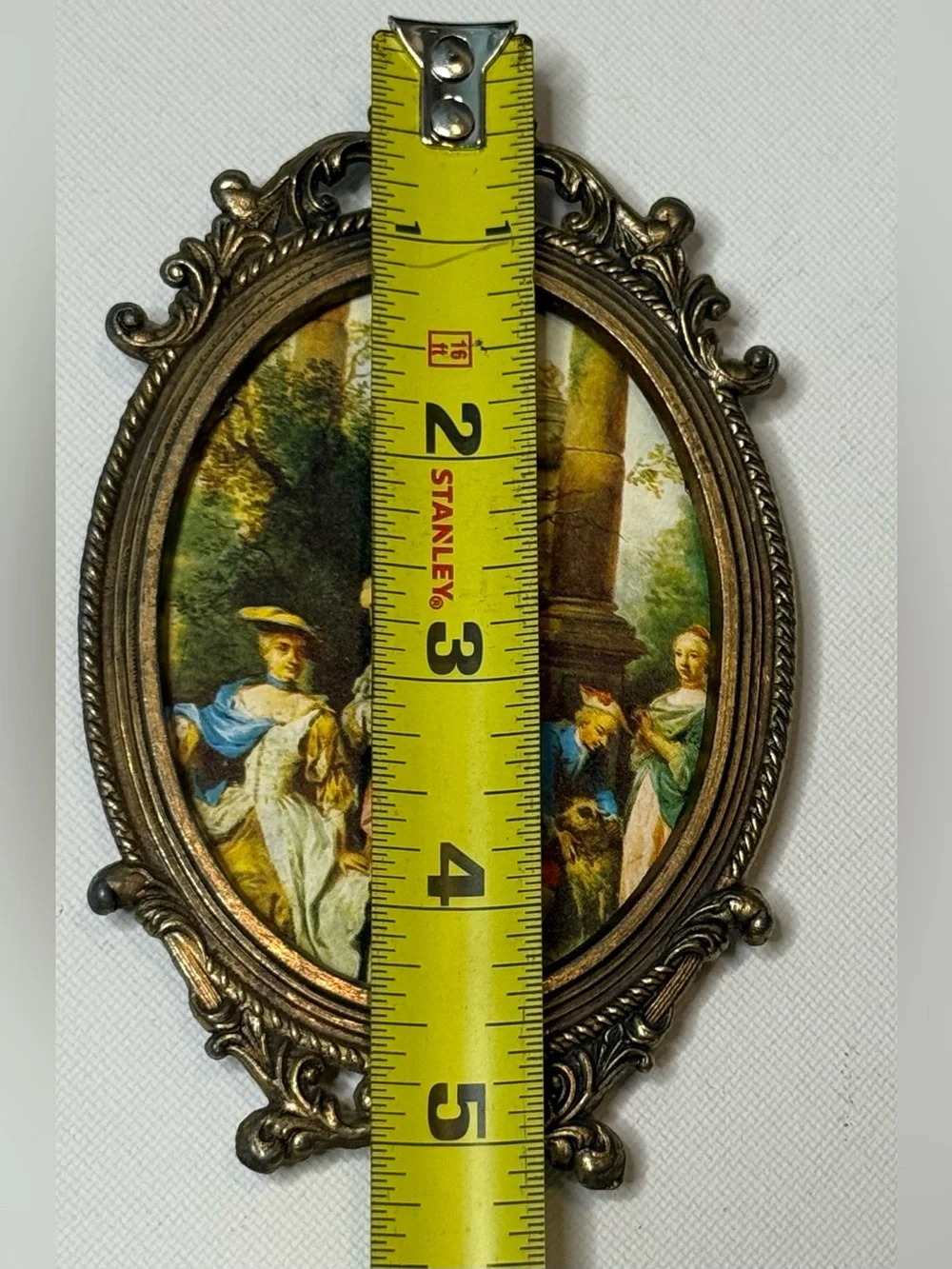 Set of Vintage Ornate Oval Antique Brass Rococo Picture Frames 5x3 Made In Italy